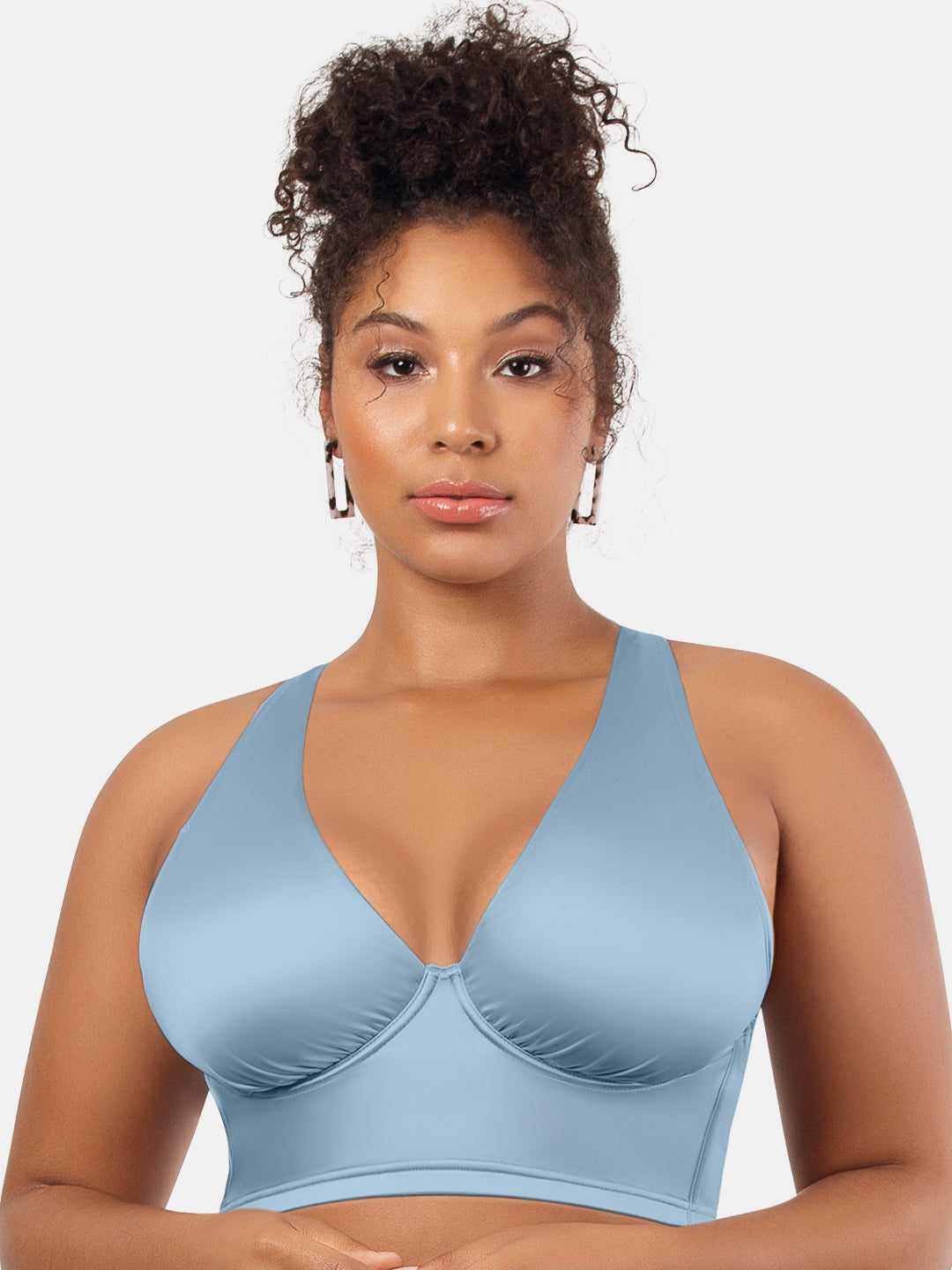 Rita Longline Plunge Top - Dream Blue - S8142