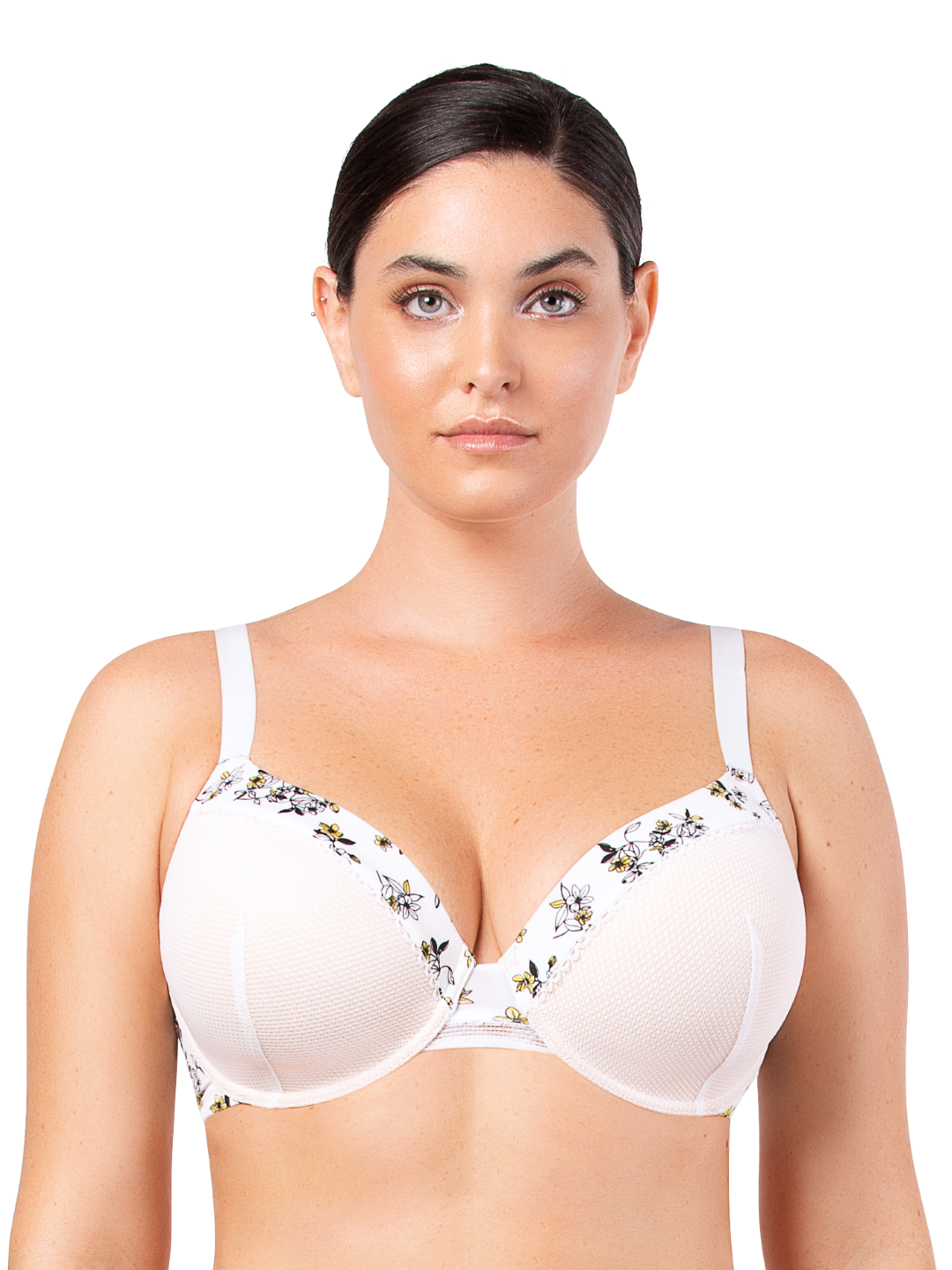 Ivy contour bra - Pearl White w Floral Print - P5831