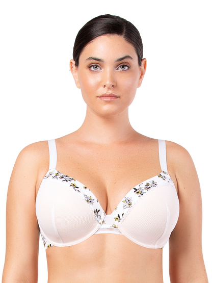 Ivy contour bra - Pearl White w Floral Print - P5831