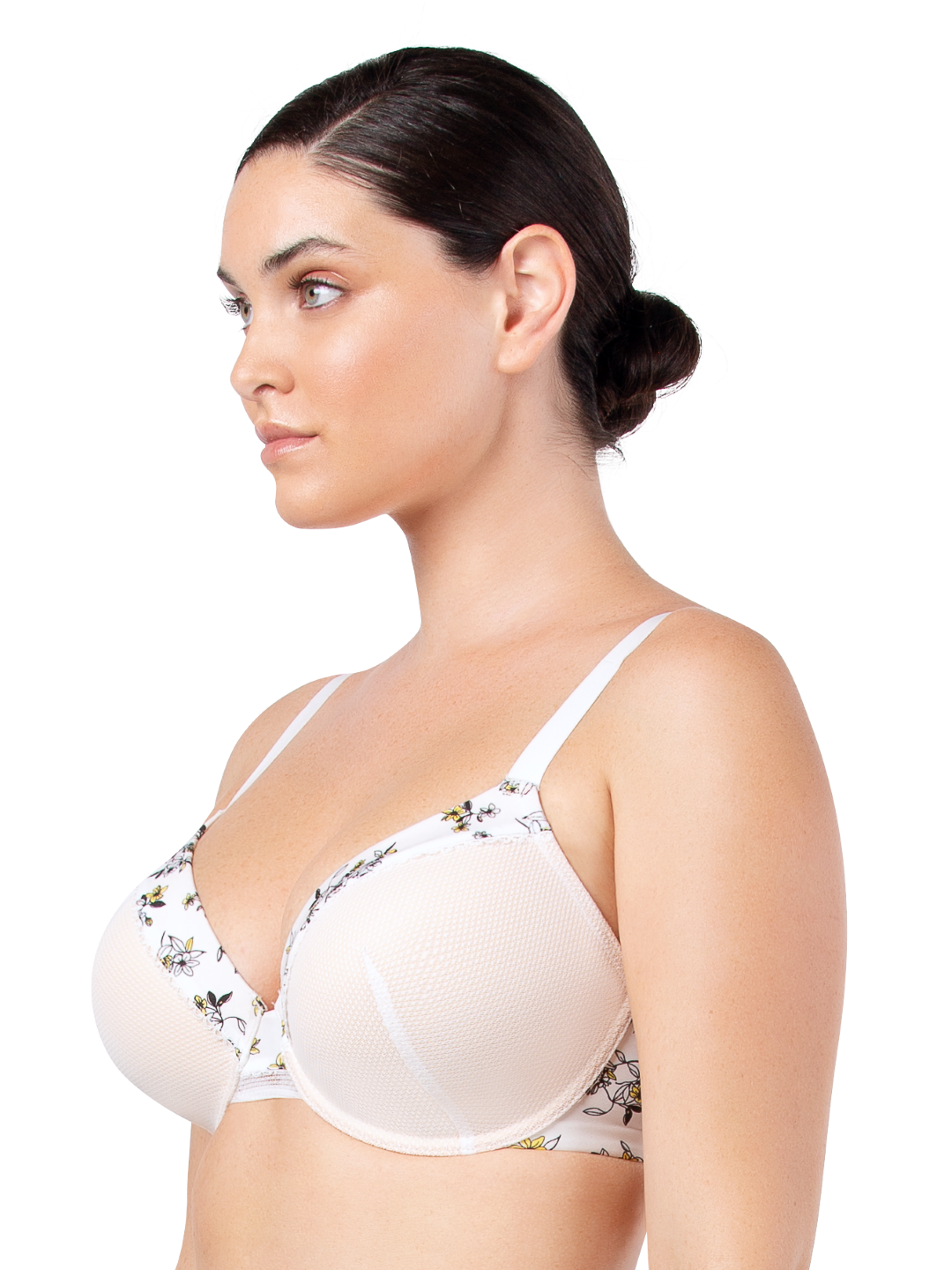 Ivy contour bra - Pearl White w Floral Print - P5831