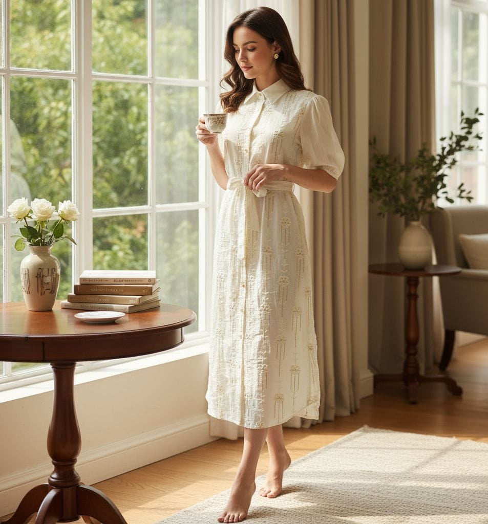 Long Dress Embroidery Flower Printed