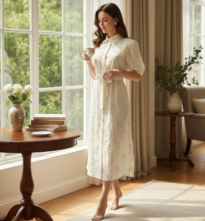 Long Dress Embroidery Flower Printed