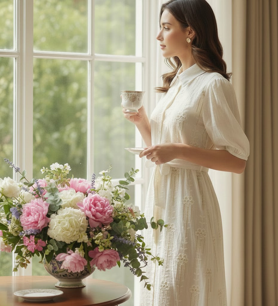 Long Dress Embroidery Flower Printed